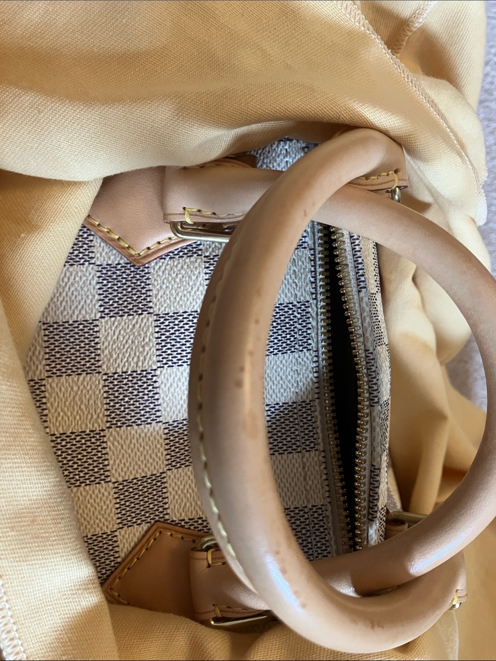 AUTH Louis Vuitton Speedy Bandoulière 30 Damier Azur w/ Strap Lock Key Dust Bag - Picture 10 of 10